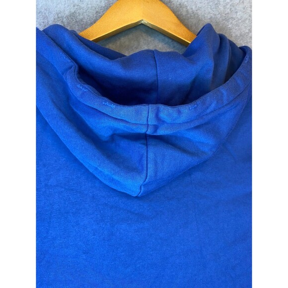 American Eagle Outfitters Cropped Boxy Hoodie Women Large Blue Fleece Drawstring - Picture 9 of 16